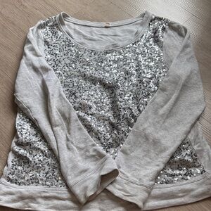 J. Crew Light Gray Sequin Embellished Sweatshirt